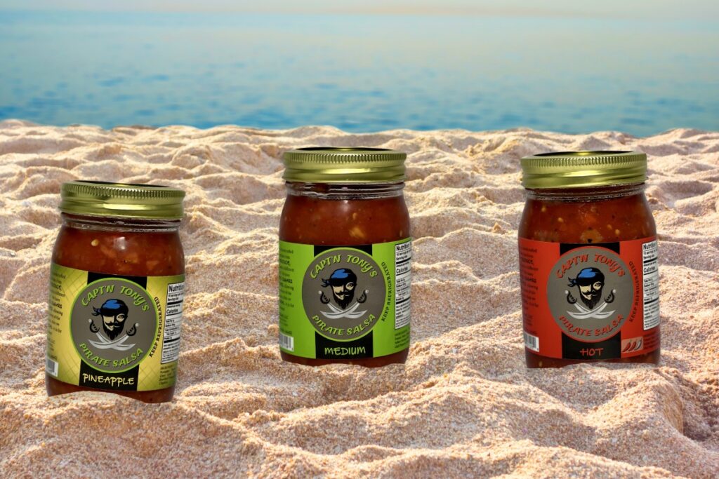 Captain Tony's Pirate Salsa Pack on Beach